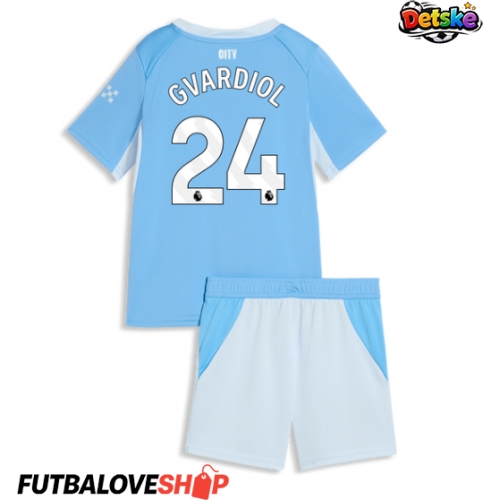 Dres Manchester City Josko Gvardiol #24 Domáci pre deti 2026-27 Krátky Rukáv (+ trenírky)